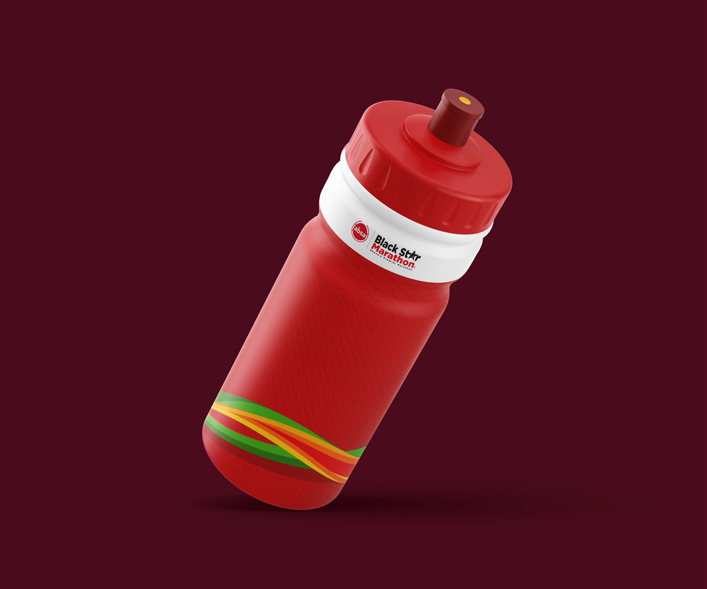 Absa Black Star Marathon branded water bottle.