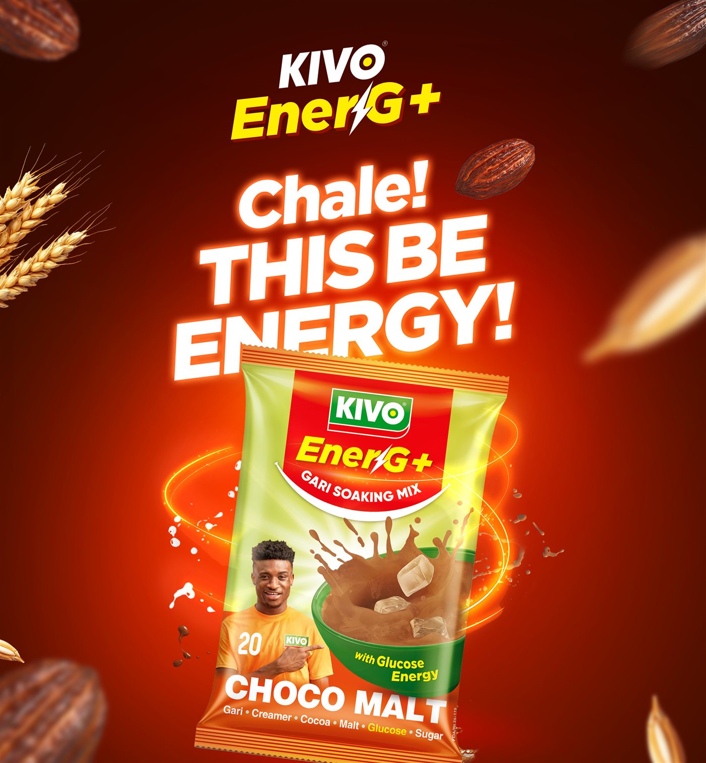 KIVO EnerG+ campaign artwork, 'Chaley this be energy!'.