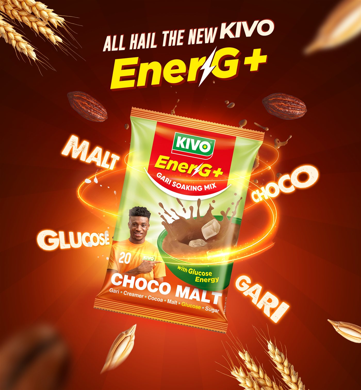 KIVO EnerG+ product launch artwork, 'All hail the new KIVO EnerG+'.
