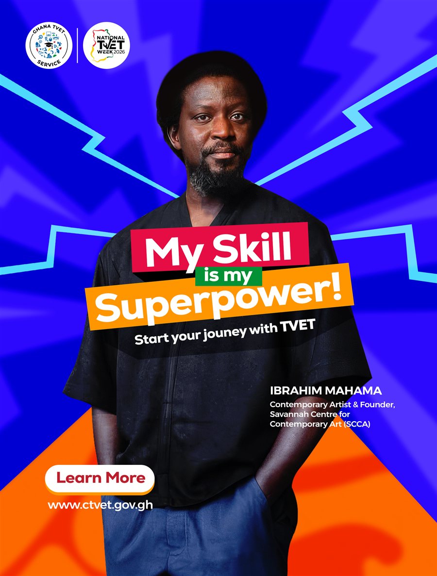 Ghana TVET Service 'My Skill is my Superpower' campaign artwork.