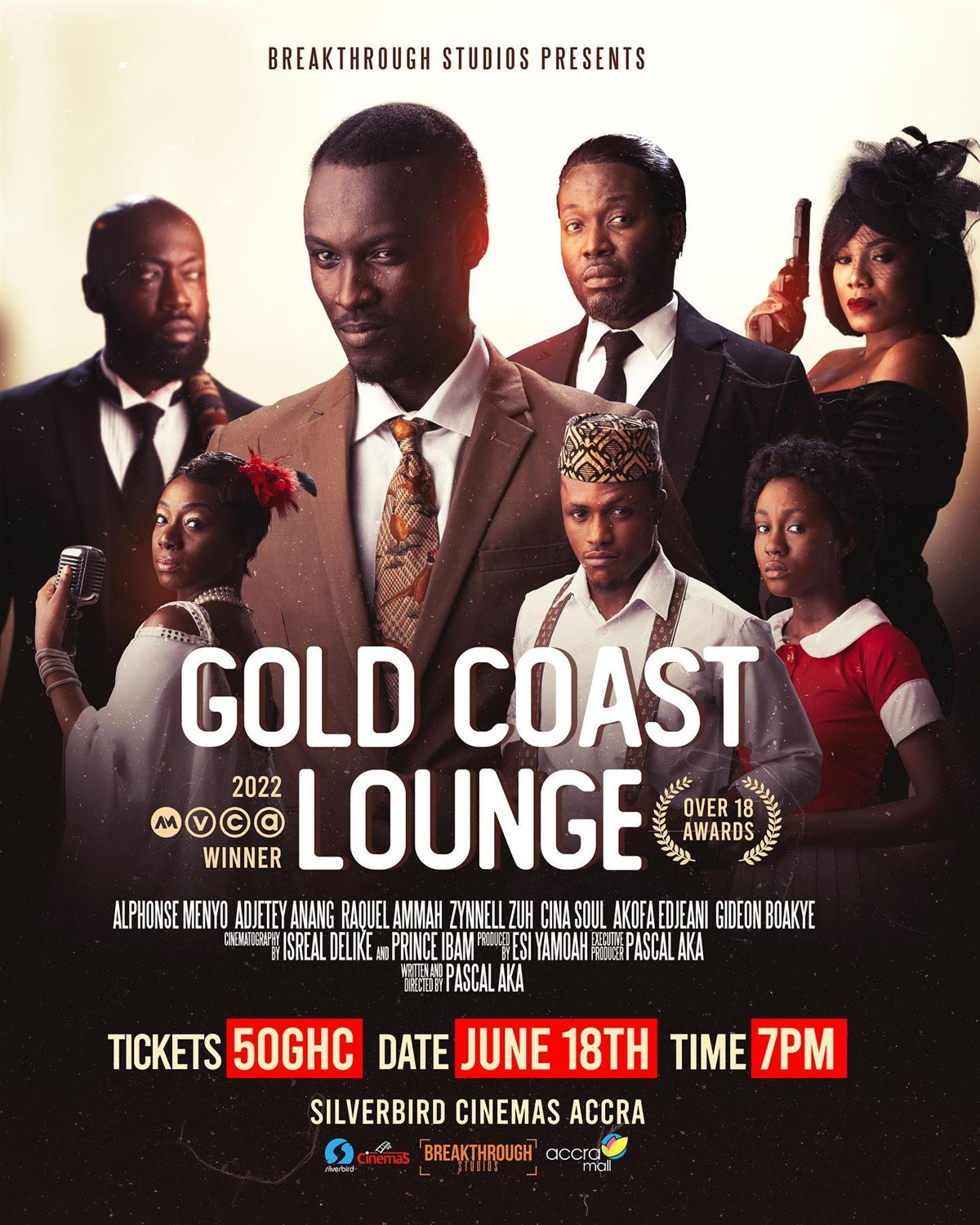 Gold Coast Lounge poster: the full period-set cast, 2022 AMVCA winner laurel.