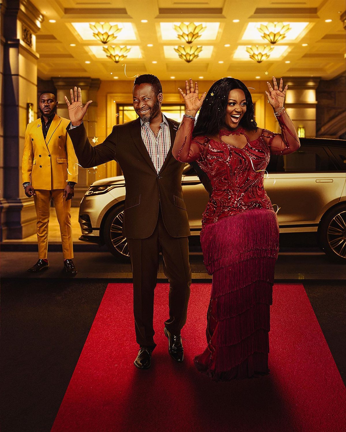 Red Carpet, the cast arriving by car, textless key art.