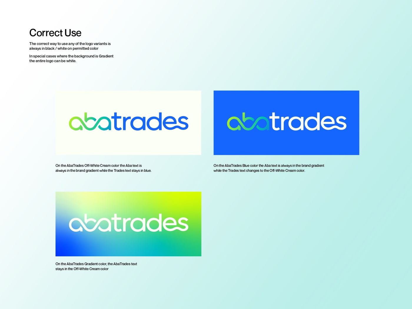 AbaTrades brand identity, page 13.
