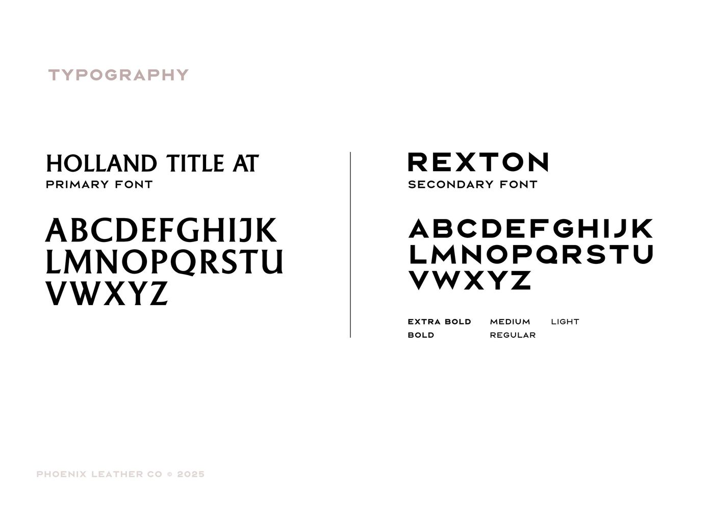 Phoenix Leather Co brand identity, page 12.