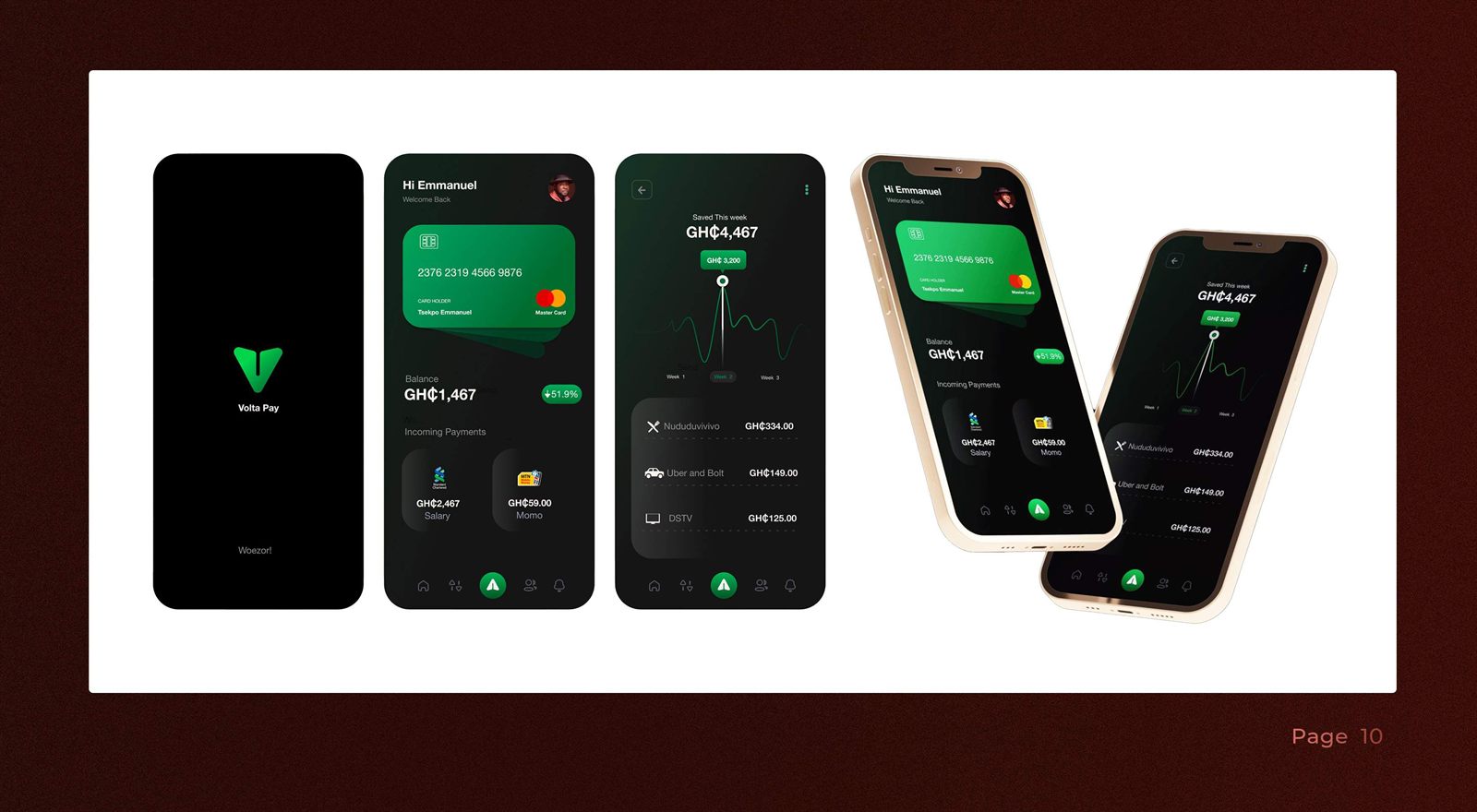 Volta Pay fintech app concept screens.